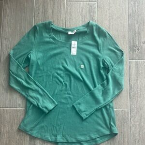 super cute and comfy NWT size L green ribbed long sleeve tee from Loft